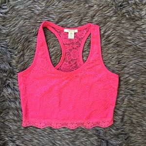 Pink with lace crop top❤️BOGO❤️